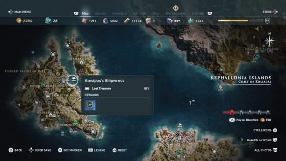 Assassin's Creed Odyssey - где найти все подводные сокровища